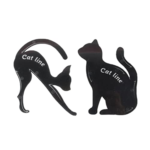2 unids Cat Eyeliner Stencils Premium PVC Material Ojos ahumados Maquilladores Aplicadores Gato En Forma de guía guía de Plantilla de guía para Maquillaje Principiante, Adhesivo de