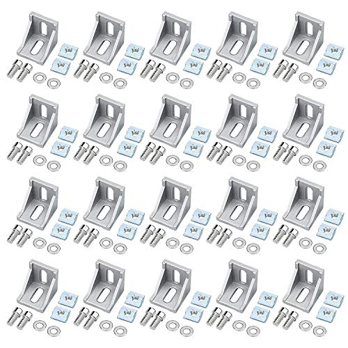 20 Pcs Soporte de Esquina Forma de L Ángulo Recto 4040 Sujetador Hardware Perfil de Aluminio