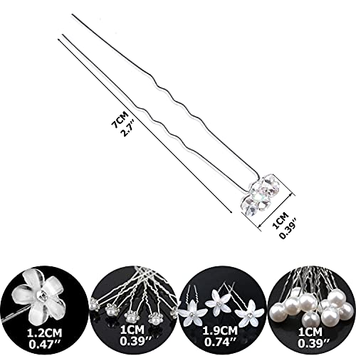20 piezas horquillas para el cabello de novia, horquillas para el cabello con perlas de boda, pinzas para el cabello con flores, accesorios para el cabello de dama de honor para mujeres y niñas