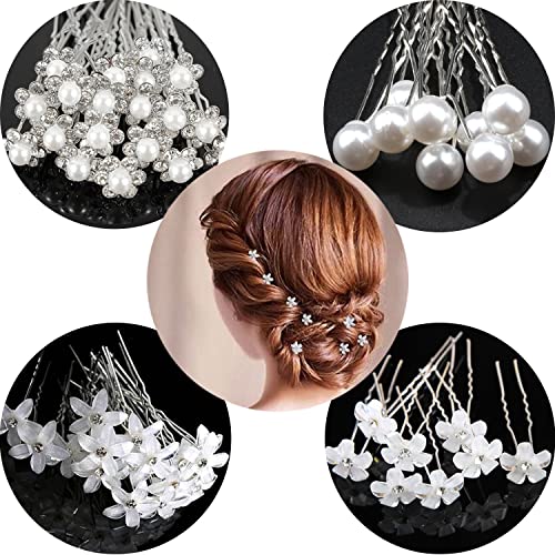 20 piezas horquillas para el cabello de novia, horquillas para el cabello con perlas de boda, pinzas para el cabello con flores, accesorios para el cabello de dama de honor para mujeres y niñas
