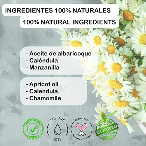 200 ml - Champu natural y ecológico para niños y bebés. aceite de albaricoque, aceite de calendula y manzanilla - Hidratación para el cabello