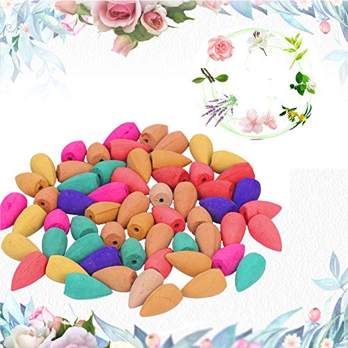 200 Piezas Conos Incienso de Reflujo Conos de Incienso Mezclado Natural Incienso Conos Olor de Flores para Dormitorio Oficina Sala de Yoga Cocina Mezclar 6-7 Fragancias Diferentes Conos de Incienso