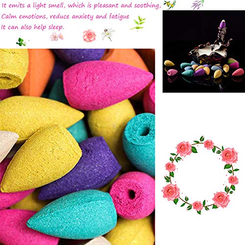 200 Piezas Conos Incienso de Reflujo Conos de Incienso Mezclado Natural Incienso Conos Olor de Flores para Dormitorio Oficina Sala de Yoga Cocina Mezclar 6-7 Fragancias Diferentes Conos de Incienso