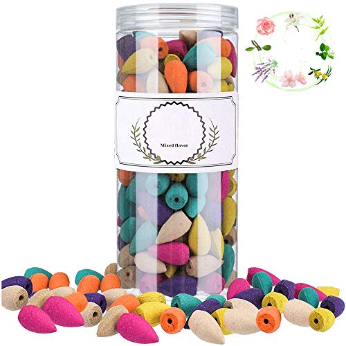 200 Piezas Conos Incienso de Reflujo Conos de Incienso Mezclado Natural Incienso Conos Olor de Flores para Dormitorio Oficina Sala de Yoga Cocina Mezclar 6-7 Fragancias Diferentes Conos de Incienso