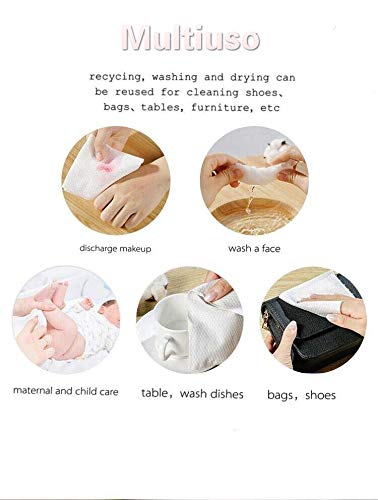 200Pcs toalla facial desechable 100% Algodón Suave toalla de lavado húmedo y seco Toalla de Limpieza Toallitas para la Cara y Los Ojos Almohadilla de Algodón (2 Paquetes)