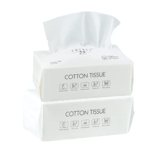 200Pcs toalla facial desechable 100% Algodón Suave toalla de lavado húmedo y seco Toalla de Limpieza Toallitas para la Cara y Los Ojos Almohadilla de Algodón (2 Paquetes)
