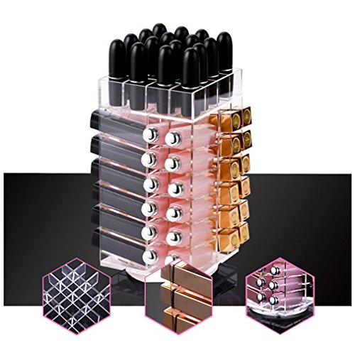 2017 Nuevo Año Regalo acrílico pintalabios Display, Torre giratoria giratorio soporte para pintalabios (l115mmx w115mmxh 255 mm modelo más vendido)