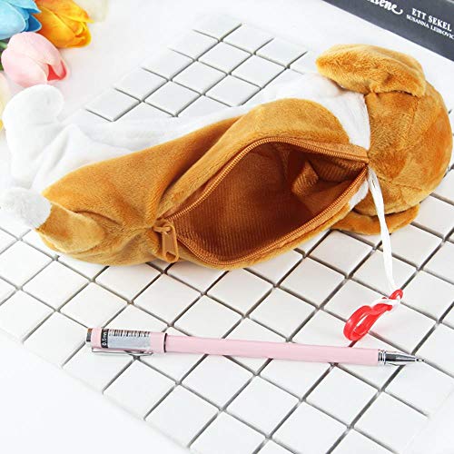 2018 New Kawaii Novedad Simulación 5 estilos Perros lindos Estuche para lápices Suave felpa Papelería escolar Bolsa de bolígrafo Regalo para niñas y estudiantes, mostrar como foto, Francia
