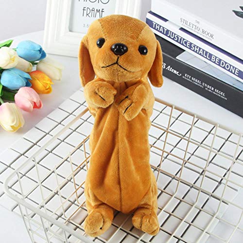 2018 New Kawaii Novedad Simulación 5 estilos Perros lindos Estuche para lápices Suave felpa Papelería escolar Bolsa de bolígrafo Regalo para niñas y estudiantes, mostrar como foto, Francia