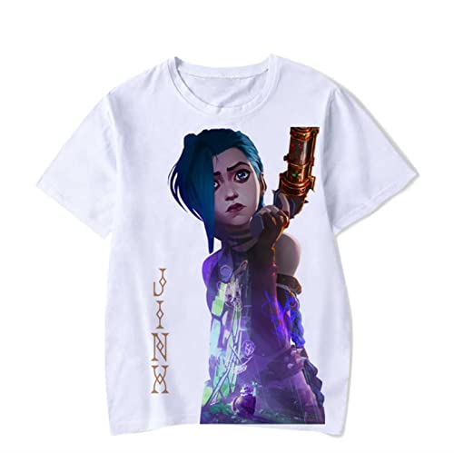 2021 New Hombres y mujeres LOL JINX Camiseta de manga corta - Camiseta impresa anime LOL Jinx Impresión for hombres y mujeres Camiseta de manga corta universal universal de la camiseta Cuello redondo