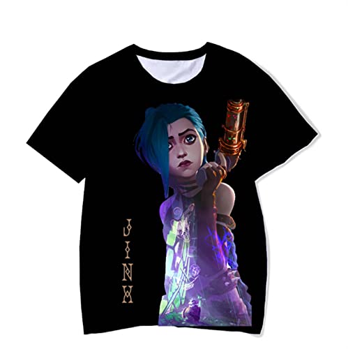 2021 New Hombres y mujeres LOL JINX Camiseta de manga corta - Camiseta impresa anime LOL Jinx Impresión for hombres y mujeres Camiseta de manga corta universal universal de la camiseta Cuello redondo