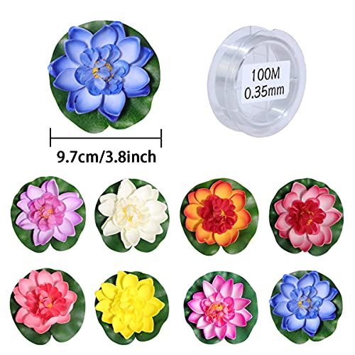 2134 nenúfar decorativo (loto, loto), flor de loto artificial, plantas artificiales, flores de espuma, nenúfar, decoración para estanque