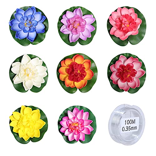 2134 nenúfar decorativo (loto, loto), flor de loto artificial, plantas artificiales, flores de espuma, nenúfar, decoración para estanque
