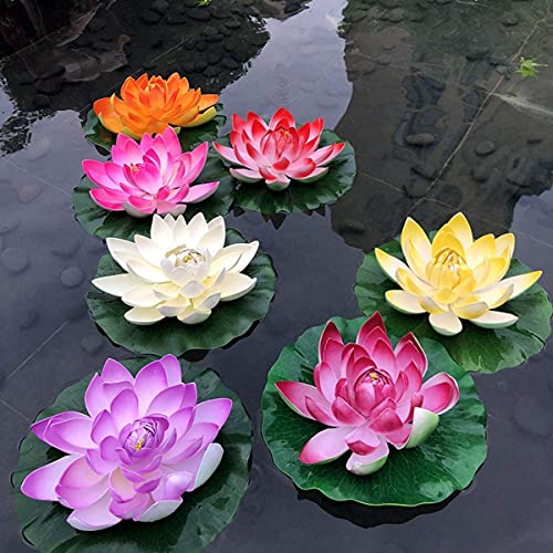2134 nenúfar decorativo (loto, loto), flor de loto artificial, plantas artificiales, flores de espuma, nenúfar, decoración para estanque