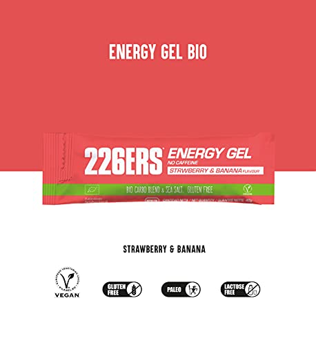 226ERS Bio Energy Gel | Geles Energéticos de 40gr con Sales Minerales, Geles Ciclismo y Runnning, Fresa y Plátano - 1 unidad