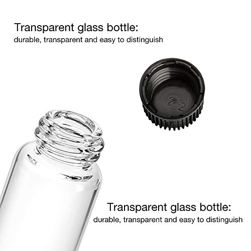 24 frascos de vidrio de muestra pequeños de 5 ml con reductor de orificio y botellas de vidrio transparente para aceites esenciales