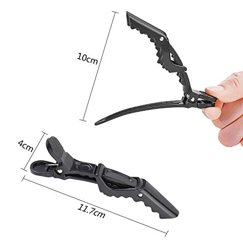 24 Piezas Alligator Clip Hebillas de Pelo Profesional Peluqueria,Pinzas de Pelo Antideslizantes Estilismo Cabello para Marcar,Peinar,Planchar el Pelo (Negro)