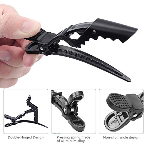 24 Piezas Alligator Clip Hebillas de Pelo Profesional Peluqueria,Pinzas de Pelo Antideslizantes Estilismo Cabello para Marcar,Peinar,Planchar el Pelo (Negro)