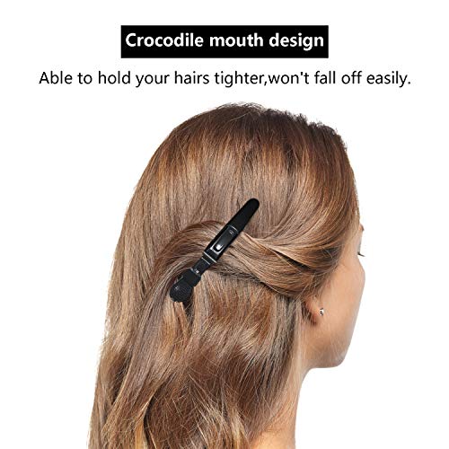 24 Piezas Alligator Clip Hebillas de Pelo Profesional Peluqueria,Pinzas de Pelo Antideslizantes Estilismo Cabello para Marcar,Peinar,Planchar el Pelo (Negro)