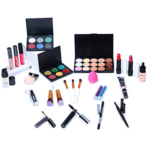 24 piezas Kits de Maquillaje, Set de Cosméticos Todo en Uno, Set de Regalo de Maquillaje Kit de Inicio Completo con Sombras de Ojos, lápiz Labial, Kit de Cosméticos para Niñas Mujeres