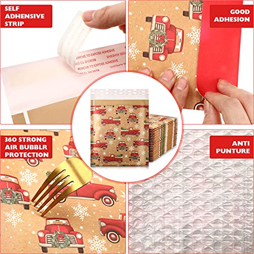25 Sobres de Correo Burbuja Poli Sobre Autoadhesivo sobre Navida Bolsa de Envío Bolsa de sobre Burbuja de Papel Kraft con Adhesivo Autoadhesivo Impermeable Prueba Lágrima (Estilo Coche)