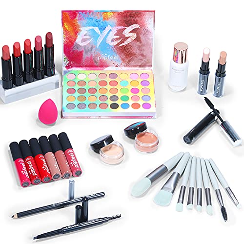 29 piezas Kits de Maquillaje, Set de Cosméticos Todo en Uno, Set de Regalo de Maquillaje Kit de Inicio Completo con Sombras de Ojos, lápiz Labial, Kit de Cosméticos para Niñas Mujeres