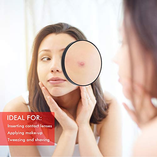 2pcs 10x Espejo de Aumento con Ventosas para Maquillaje Afeitado Eliminación de Puntos Negros (13cm+8.8cm)