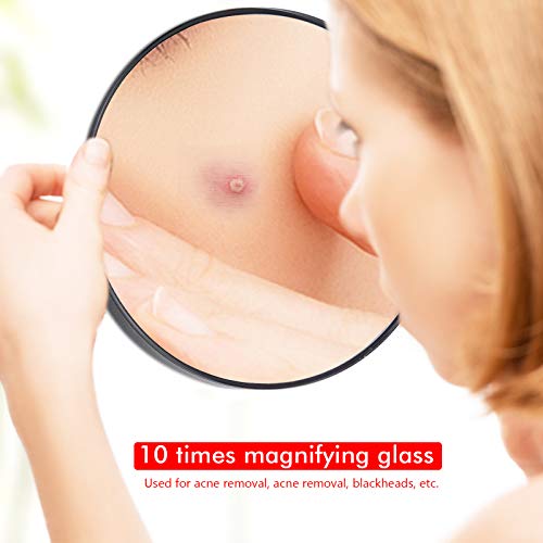 2pcs 10x Espejo de Aumento con Ventosas para Maquillaje Afeitado Eliminación de Puntos Negros (13cm+8.8cm)