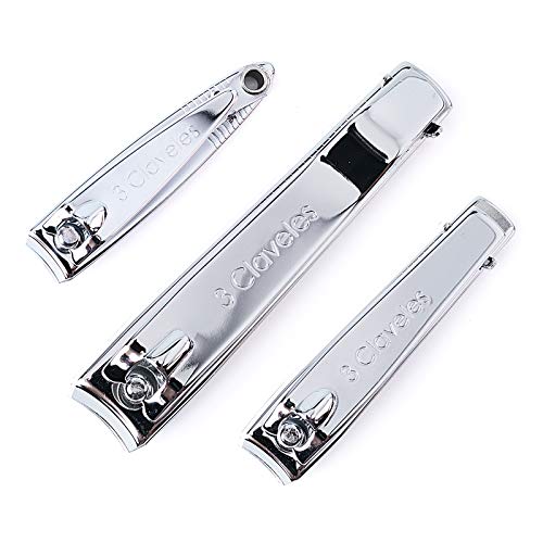 3 Claveles Set De 2 Cortaúñas Profesional Para Manos Y Pies de Acero Inoxidable Para Hombre Y Mujer Medida 8cm Con Lima De Uñas