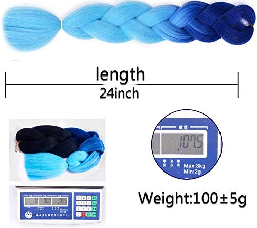 3 paquetes de extensiones de cabello trenzado Ombre Kanekalon Extensiones de cabello trenzado Jumbo 24 pulgadas cabello trenzado sintético para crochet Twist