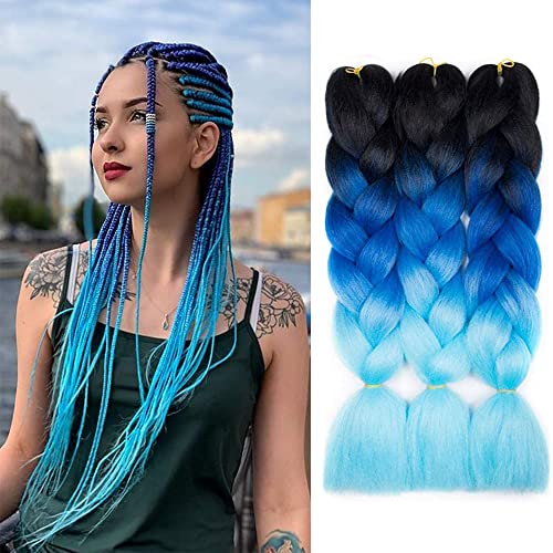 3 paquetes de extensiones de cabello trenzado Ombre Kanekalon Extensiones de cabello trenzado Jumbo 24 pulgadas cabello trenzado sintético para crochet Twist