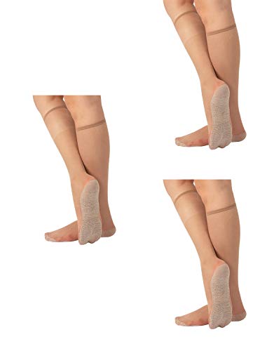 3 PARES DE MEDIAS DE DESCANSO HASTA LA RODILLA CON SUELA MASAJEANTE DE ALGODÓN | 20 DEN | NEGRO, NATURAL | CALCETERÍA ITALIANA | (3 PARES - NATURALES)