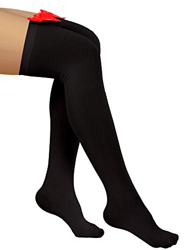 3 Pares de Medias (Negro Lazo Rojo, Blanco Lazo Rojo, Rojo Lazo Negro)