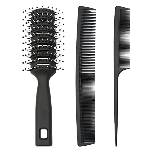 3 Piezas Cepillo de Pelo peine peluqueria peine de corte profesional cepillo pelo jabali cepillo antiencrespamiento para Mujer Hombre Diferentes Tipos Pelos