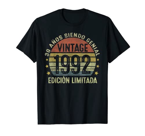 30 Años Cumpleaños Regalo Hombre Mujer Vintage Hecho En 1992 Camiseta