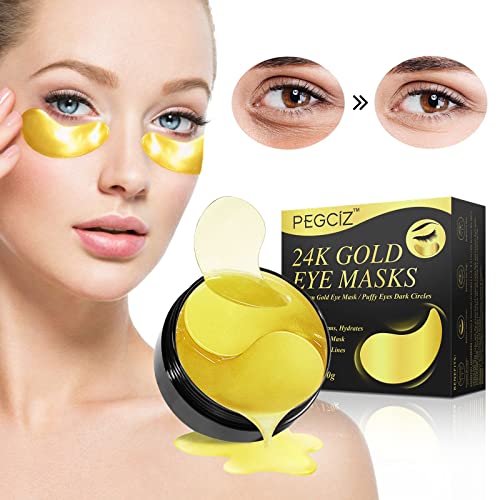 30 Pares Máscara debajo de los ojos de oro de 24 quilates, Ojos Parches, Máscara para ojos de colágeno, Contorno de Ojos Antiarrugas, Anti edad para ojeras,bolsas,patas de gallo e hinchazón
