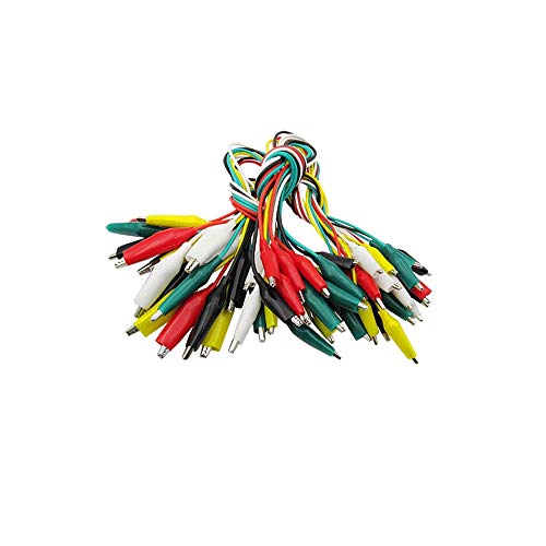 30 Piezas de Pinzas Cocodrilo con Cable, Juego de Cables de Prueba, con Cable de 5 Colores, Longitud del Cable 50 cm Para Configuraciones de Prueba, Tecnología de Medición y Conexión de Alimentación