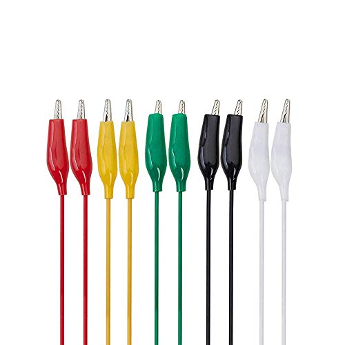 30 Piezas de Pinzas Cocodrilo con Cable, Juego de Cables de Prueba, con Cable de 5 Colores, Longitud del Cable 50 cm Para Configuraciones de Prueba, Tecnología de Medición y Conexión de Alimentación