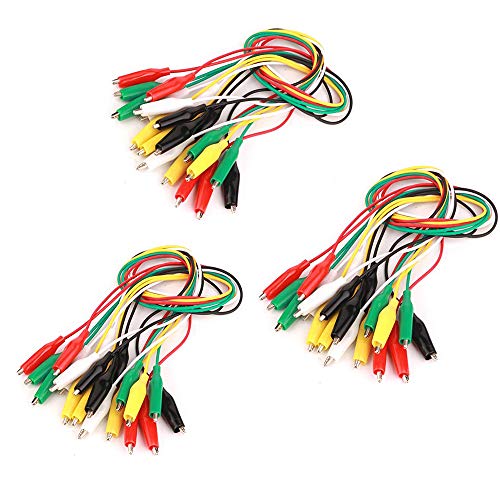 30 Piezas de Pinzas Cocodrilo con Cable, Juego de Cables de Prueba, con Cable de 5 Colores, Longitud del Cable 50 cm Para Configuraciones de Prueba, Tecnología de Medición y Conexión de Alimentación