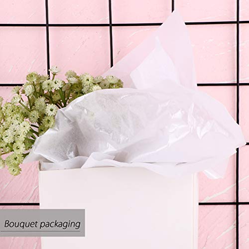 30hojas Papel de Seda para Envolver Regalos Flores Papel de Regalo 50x66cm para Decoración Manualidades DIY San Valentín Bodas Fiestas Cumpleaños Navidad Blanco