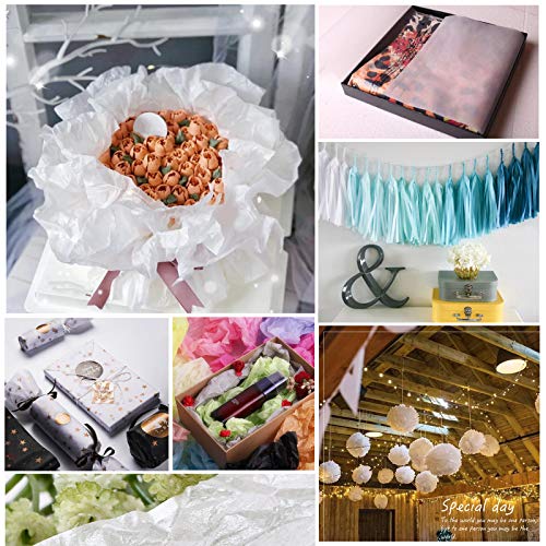 30hojas Papel de Seda para Envolver Regalos Flores Papel de Regalo 50x66cm para Decoración Manualidades DIY San Valentín Bodas Fiestas Cumpleaños Navidad Blanco