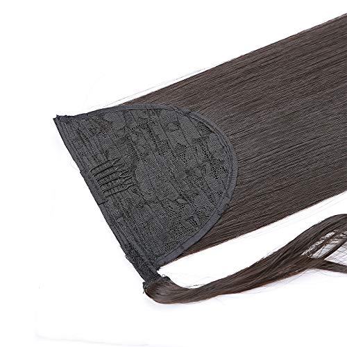 32"(81cm) SEGO Coleta Postiza Larga Pelo Sintético Se Ve Natural [Castaño Oscuro] Extensiones de Cabello Clip Cola Lisa Ponytail Extension (140g)
