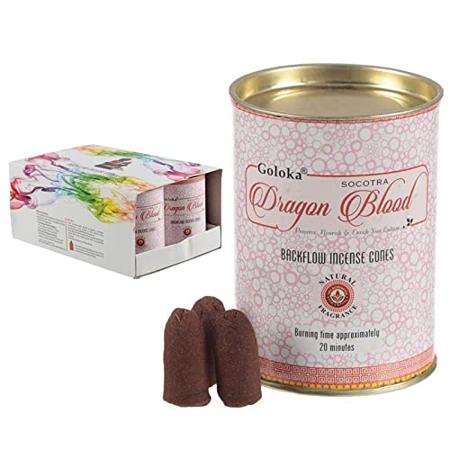 36 Conos de Incienso de Reflujo Dragon Blood Herbal Sangre de Dragón Draco Goloka 2 Latas