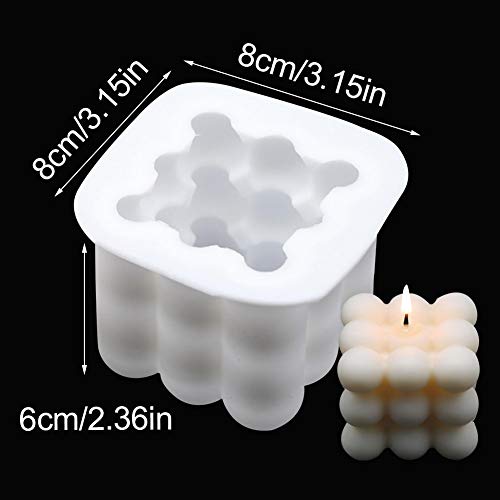 3D Cube Vela Moldes, NALCY 2PCS moldes para Velas de Silicona, Forma de Cubo en Forma de Bola, Cubo de Silicona Molde, Velas Artesanales, Velas Perfumadas, Fabricación Artesanal