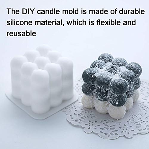 3D Cube Vela Moldes, NALCY 2PCS moldes para Velas de Silicona, Forma de Cubo en Forma de Bola, Cubo de Silicona Molde, Velas Artesanales, Velas Perfumadas, Fabricación Artesanal