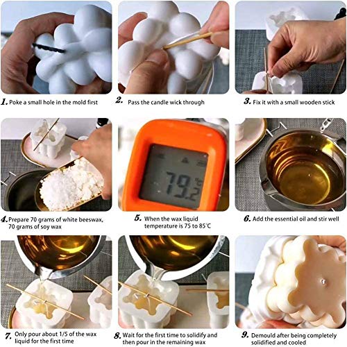 3D Cube Vela Moldes, NALCY 2PCS moldes para Velas de Silicona, Forma de Cubo en Forma de Bola, Cubo de Silicona Molde, Velas Artesanales, Velas Perfumadas, Fabricación Artesanal