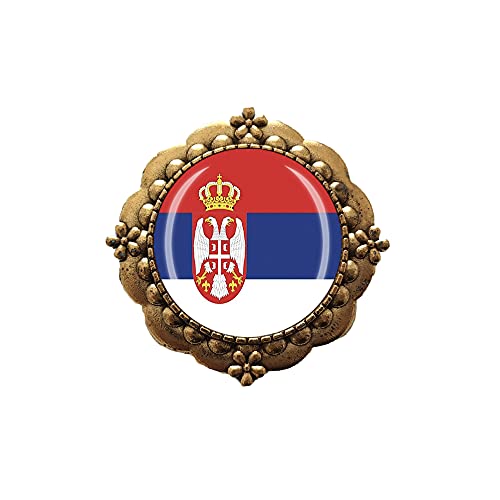 3D Serbia Bandera Cristal Broche Metal Souvenir Hombres Mujeres Ropa Decoración Día de San Valentín Regalo de Cumpleaños
