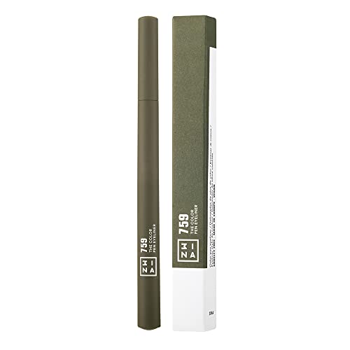 3INA MAKEUP - Vegano - Cruelty Free - The Color Pen Eyeliner 759 - Lápiz delineador de ojos de color verde - Duradero - Aplicador de brocha fácil de aplicar
