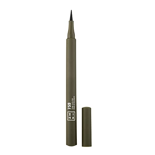 3INA MAKEUP - Vegano - Cruelty Free - The Color Pen Eyeliner 759 - Lápiz delineador de ojos de color verde - Duradero - Aplicador de brocha fácil de aplicar