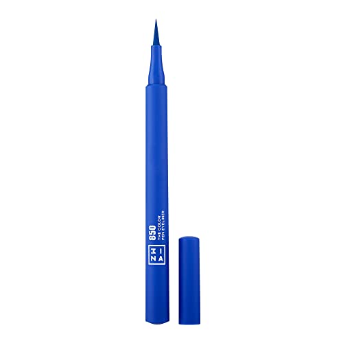 3ina Maquillaje vegano sin crueldad – The Color Pen Eyeliner 850 – Azul – Punta ultra precisa de color – Delineador de ojos líquido azul intenso con fórmula larga duración y acabado mate